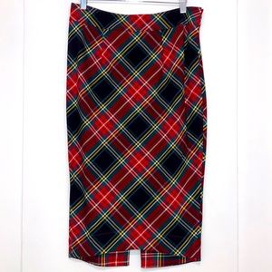 Free People Pencil Skirt Plaid Side-Zip Size 8